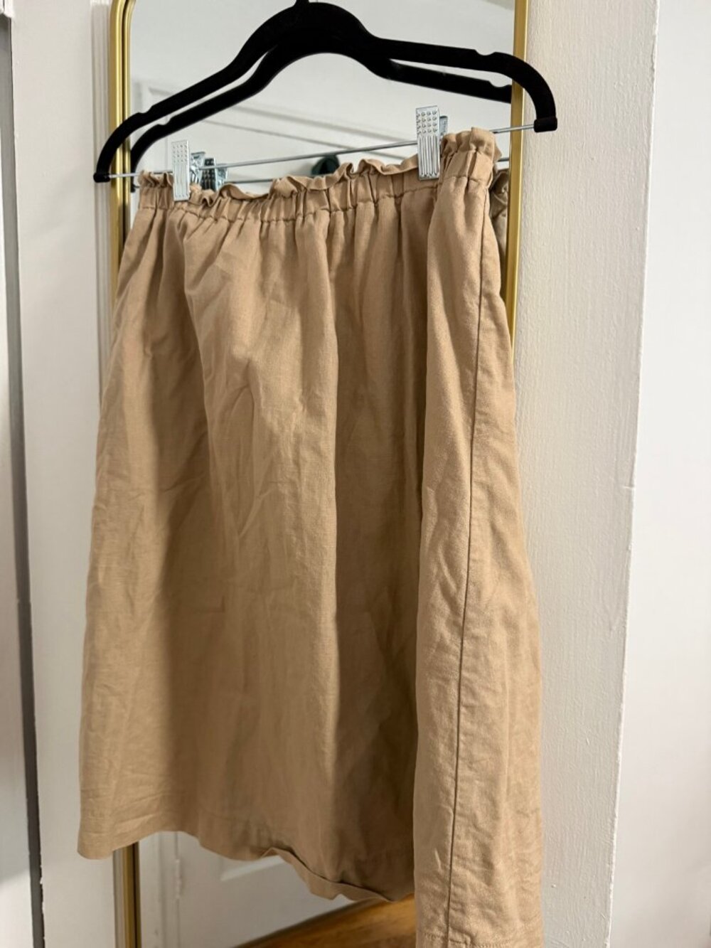 By Tess beige linen skirt size S elastic waist